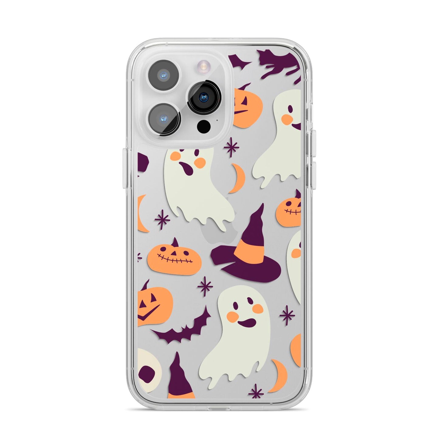 Cute Halloween Illustrations with Transparent Background iPhone 14 Pro Max Clear Tough Case Silver