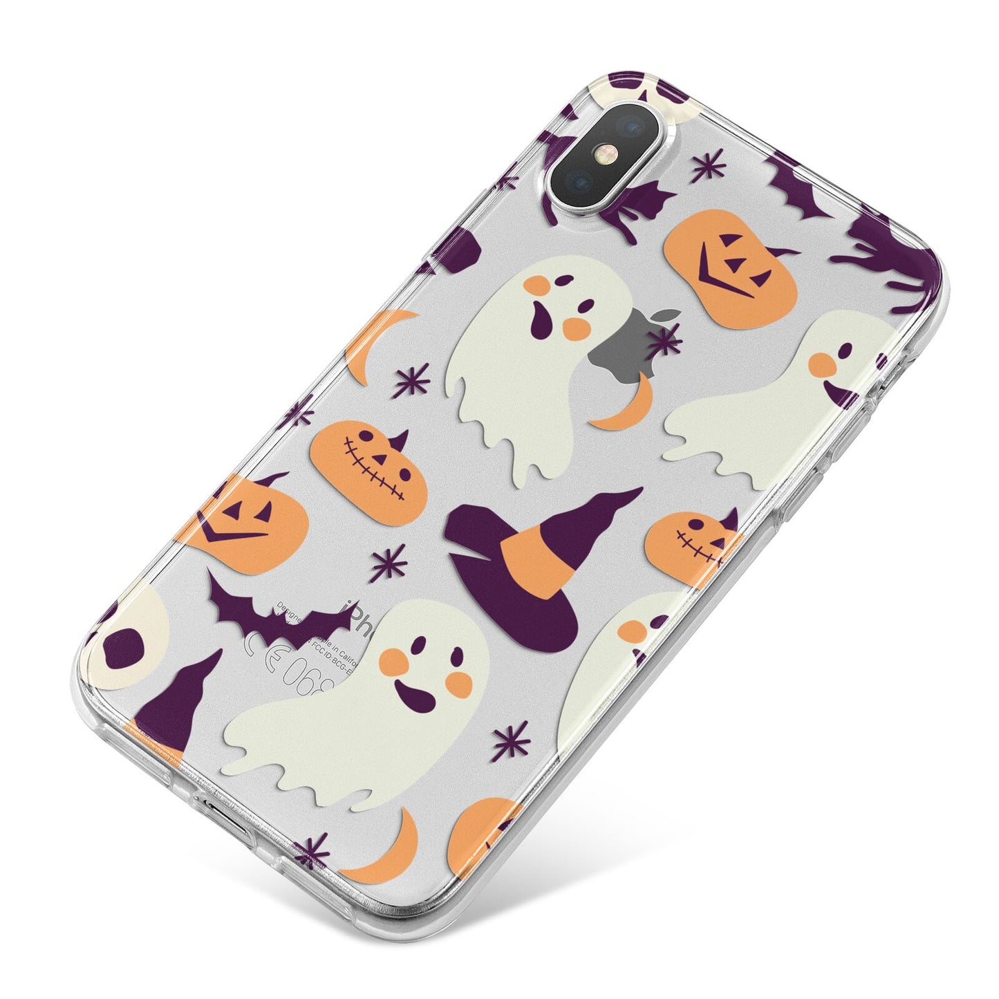 Cute Halloween Illustrations with Transparent Background iPhone X Bumper Case on Silver iPhone