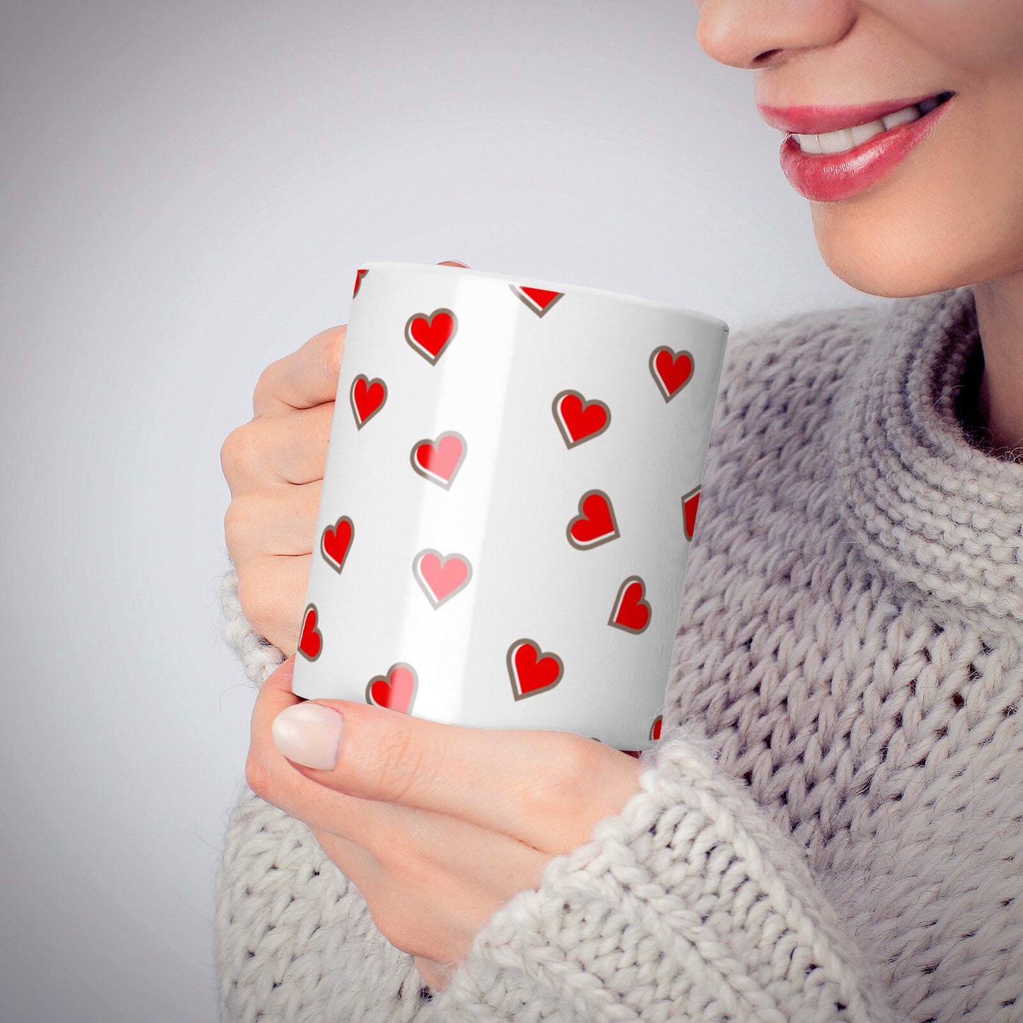 Cute Red Hearts 10oz Mug Alternative Image 6