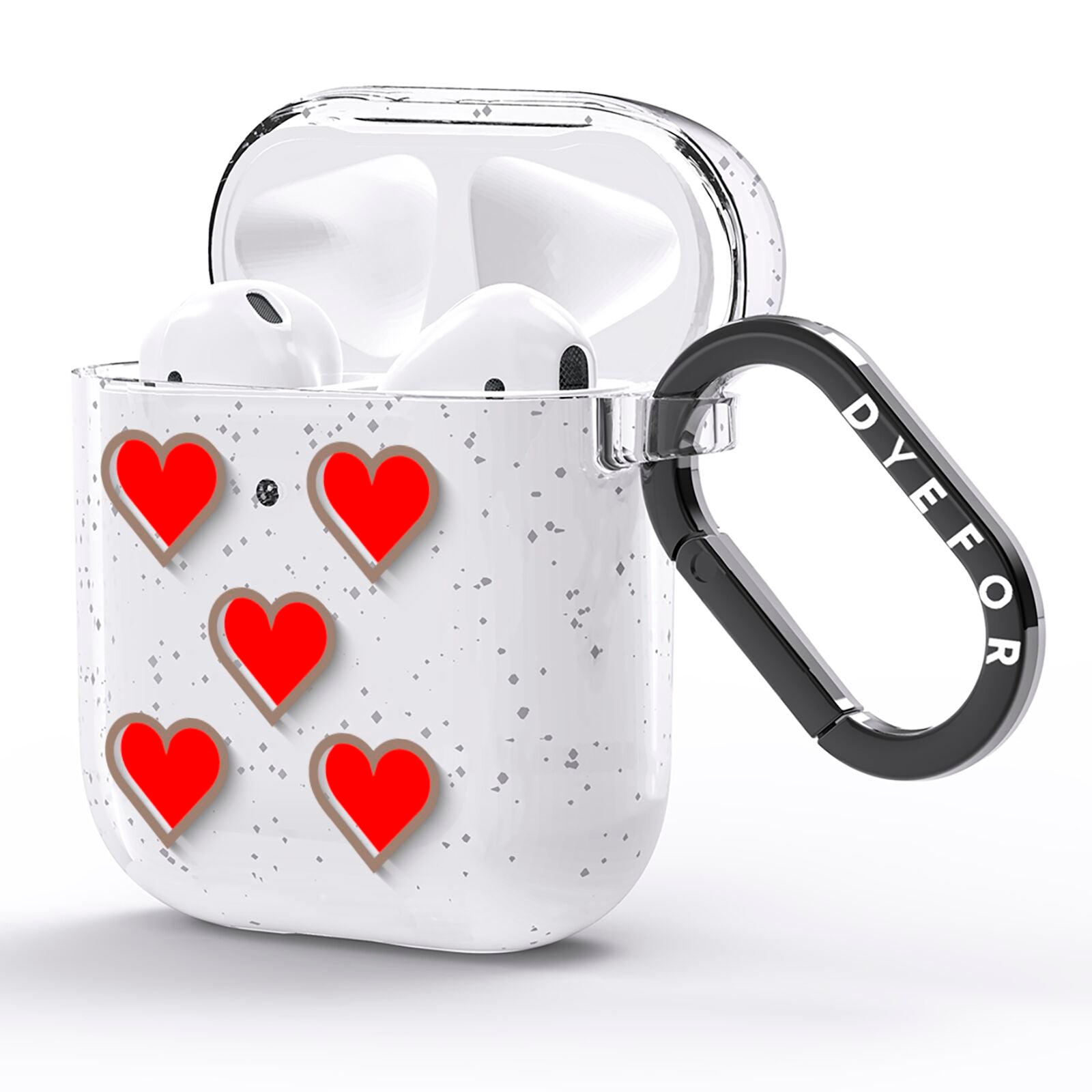 Cute Red Hearts AirPods Glitter Case Side Image