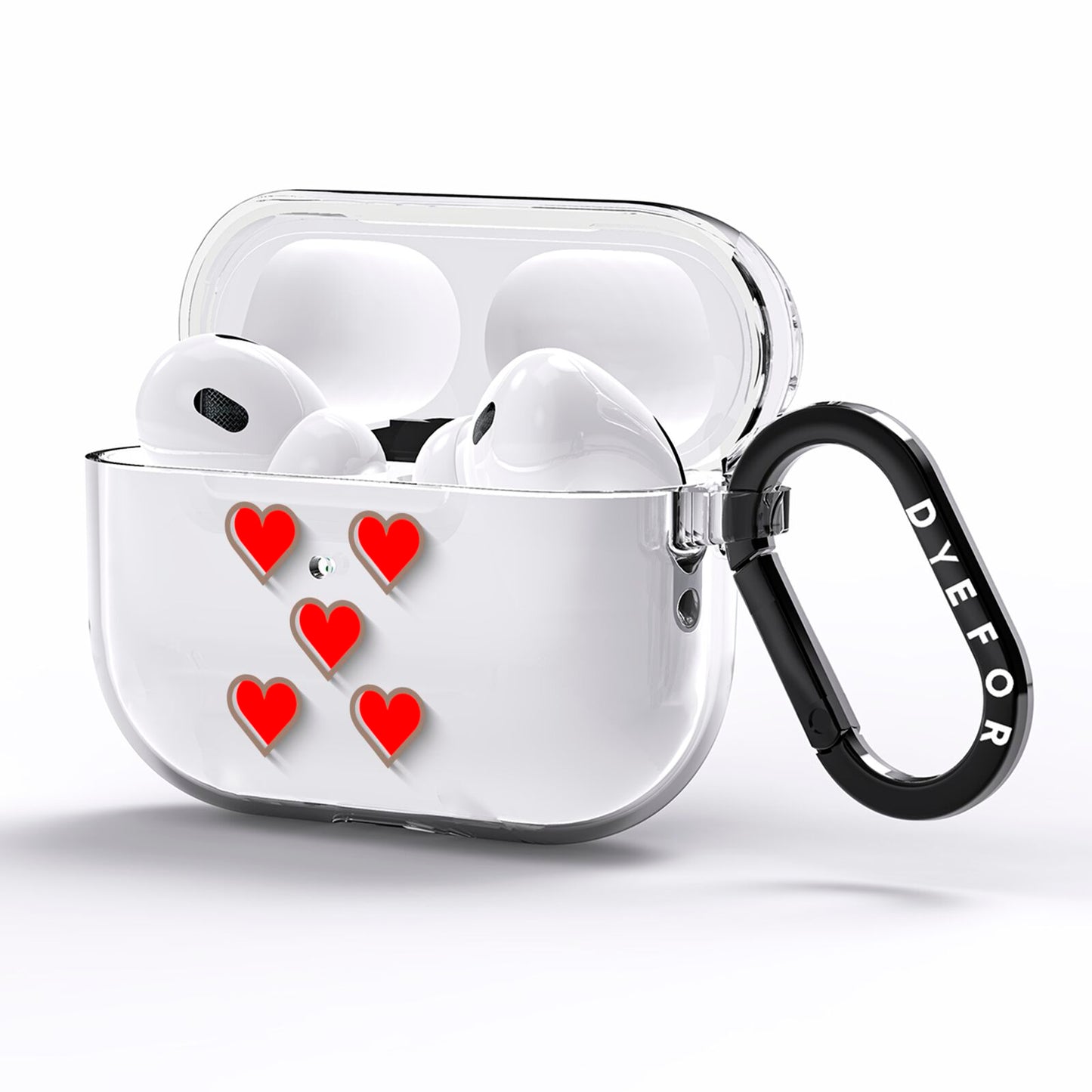 Cute Red Hearts AirPods Pro Clear Case Side Image