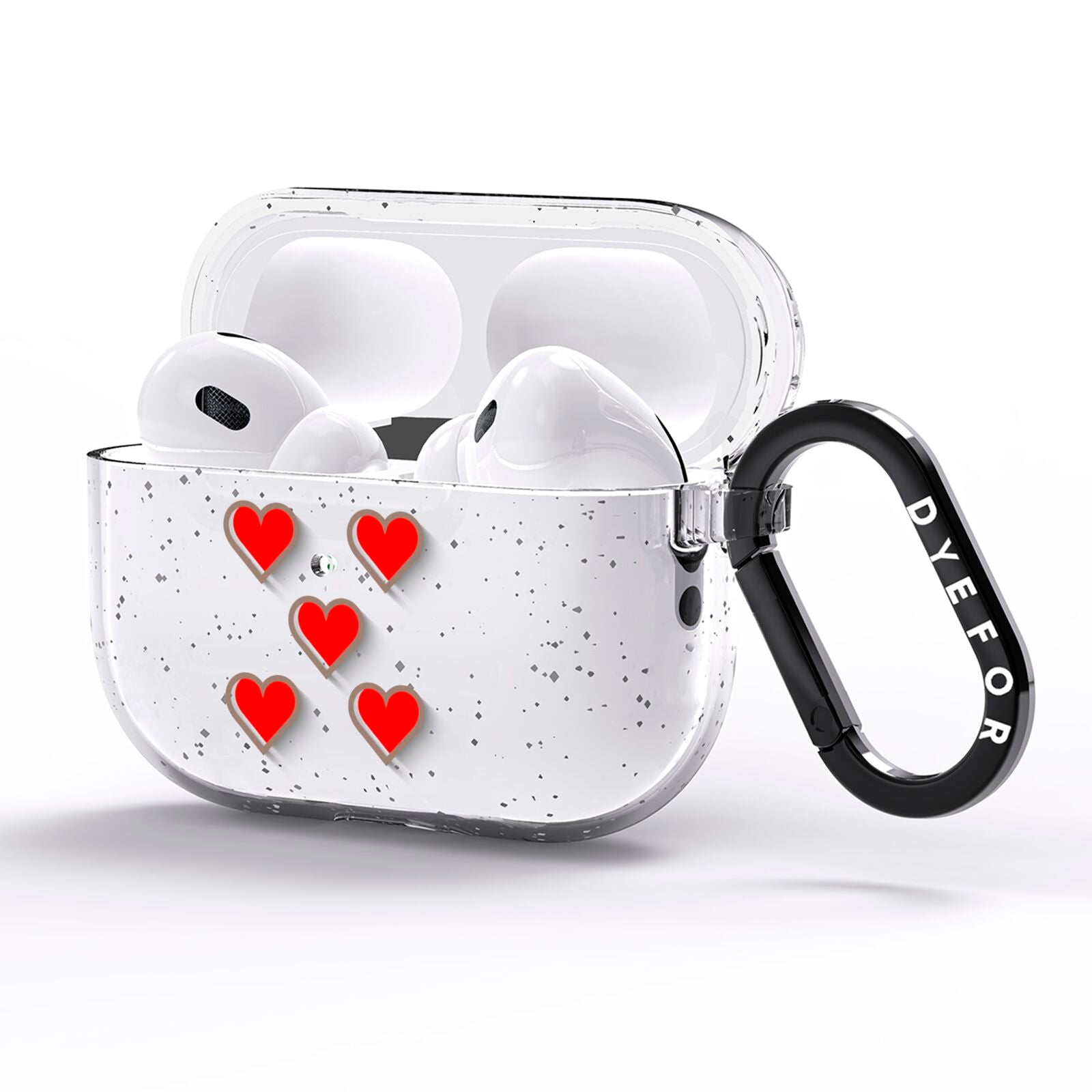 Cute Red Hearts AirPods Pro Glitter Case Side Image