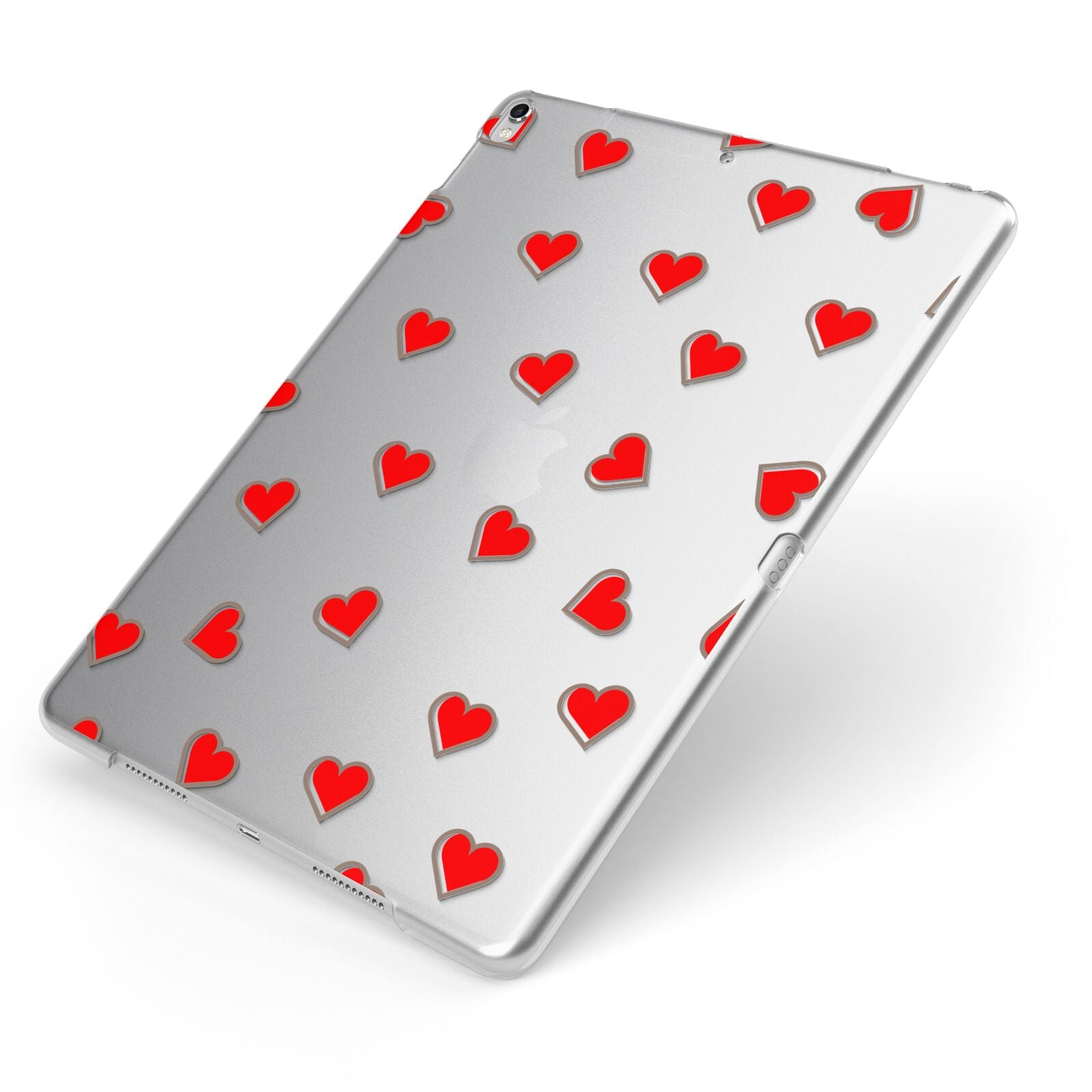 Cute Red Hearts Apple iPad Case on Silver iPad Side View