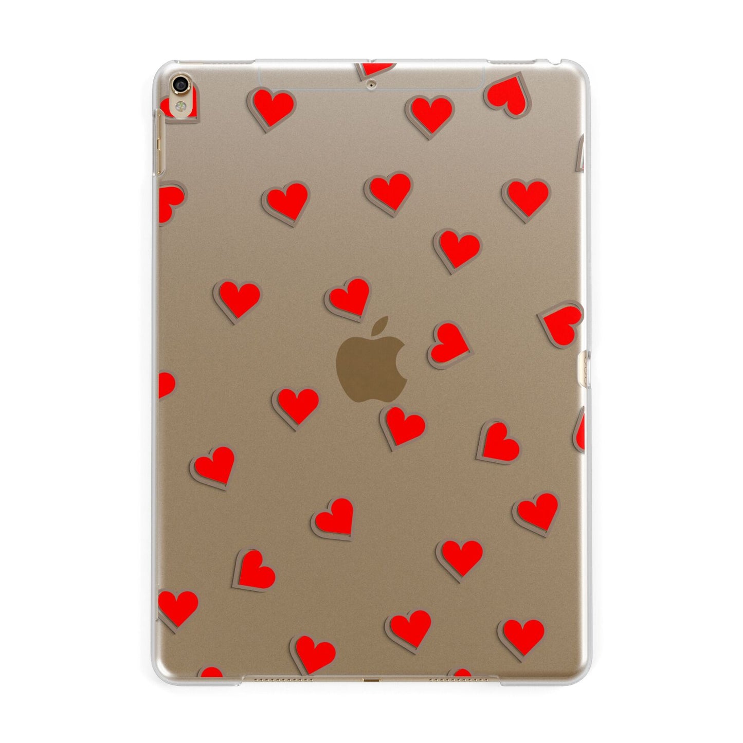 Cute Red Hearts Apple iPad Gold Case