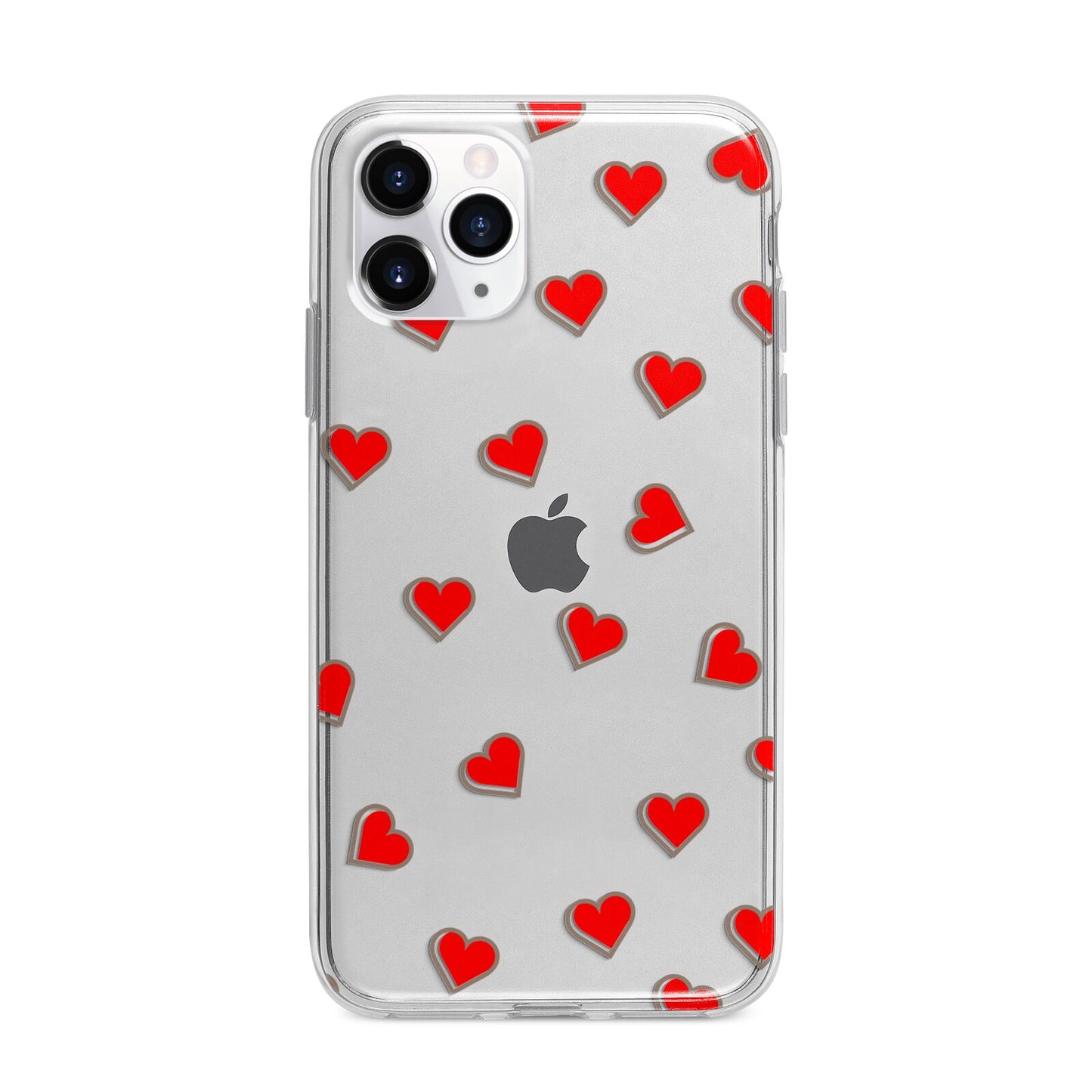 Cute Red Hearts Apple iPhone 11 Pro Max in Silver with Bumper Case