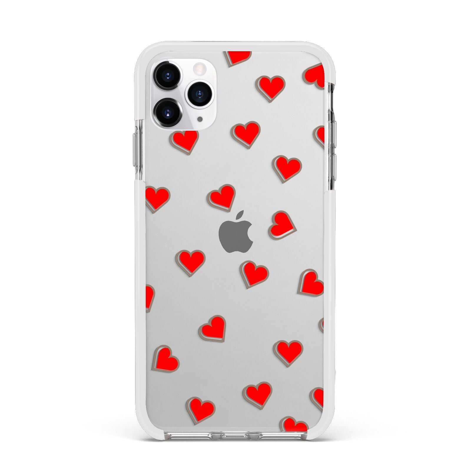 Cute Red Hearts Apple iPhone 11 Pro Max in Silver with White Impact Case