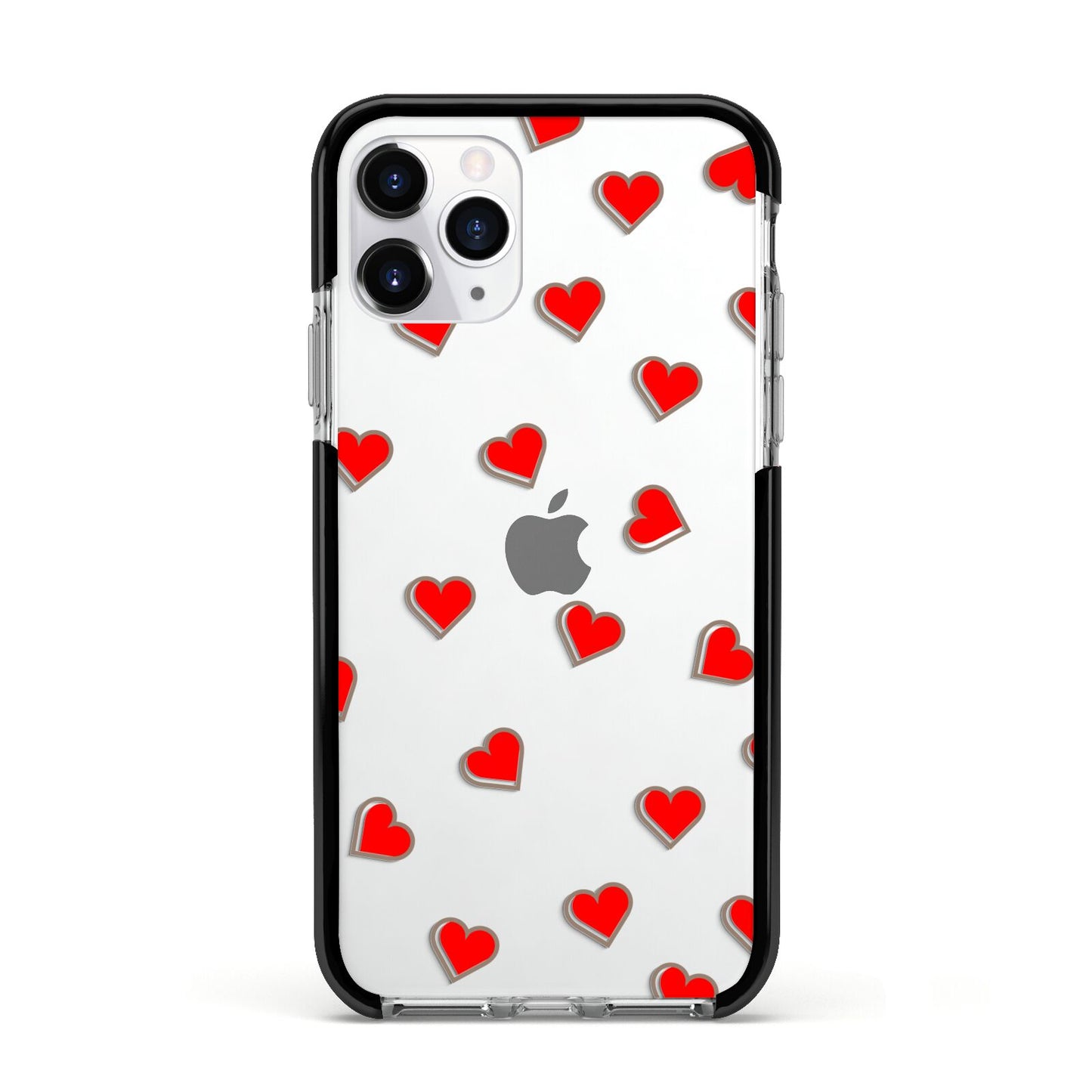 Cute Red Hearts Apple iPhone 11 Pro in Silver with Black Impact Case