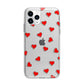 Cute Red Hearts Apple iPhone 11 Pro in Silver with Bumper Case