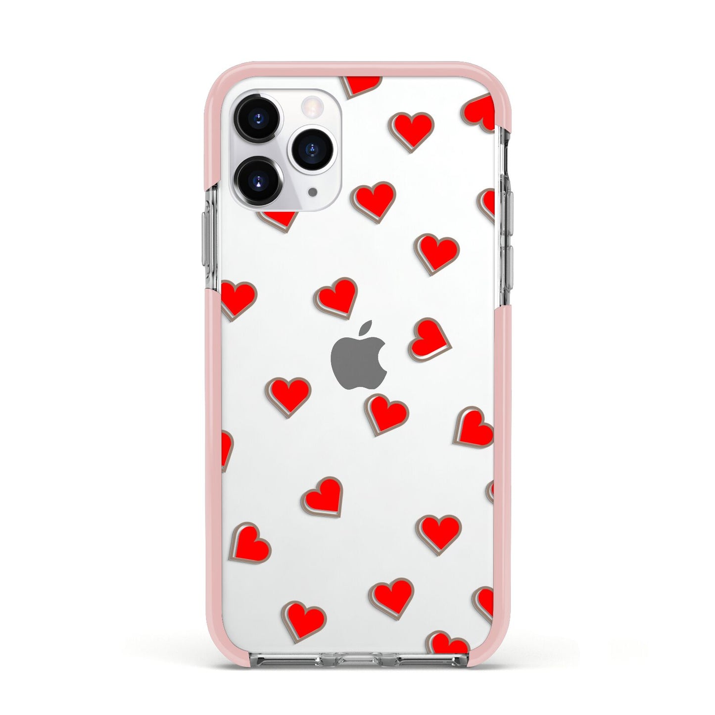 Cute Red Hearts Apple iPhone 11 Pro in Silver with Pink Impact Case