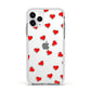 Cute Red Hearts Apple iPhone 11 Pro in Silver with White Impact Case