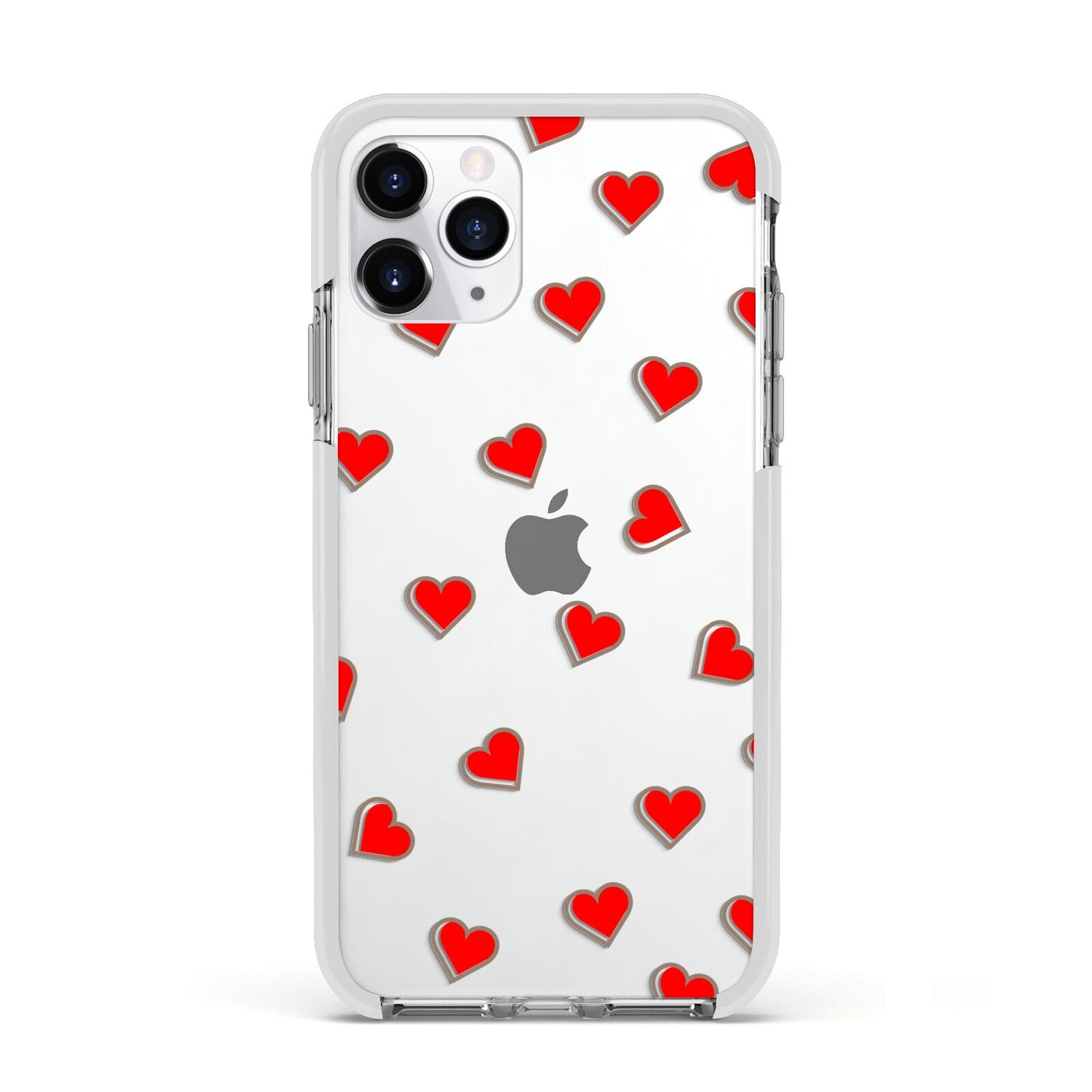 Cute Red Hearts Apple iPhone 11 Pro in Silver with White Impact Case