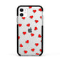 Cute Red Hearts Apple iPhone 11 in White with Black Impact Case