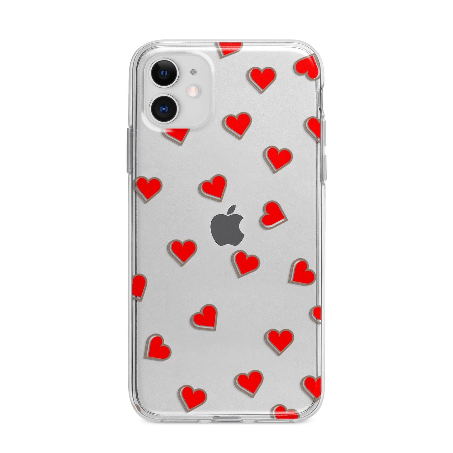 Cute Red Hearts Apple iPhone 11 in White with Bumper Case