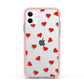 Cute Red Hearts Apple iPhone 11 in White with Pink Impact Case