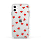 Cute Red Hearts Apple iPhone 11 in White with White Impact Case
