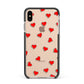 Cute Red Hearts Apple iPhone Xs Max Impact Case Black Edge on Gold Phone