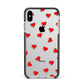 Cute Red Hearts Apple iPhone Xs Max Impact Case Black Edge on Silver Phone