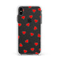 Cute Red Hearts Apple iPhone Xs Max Impact Case White Edge on Black Phone