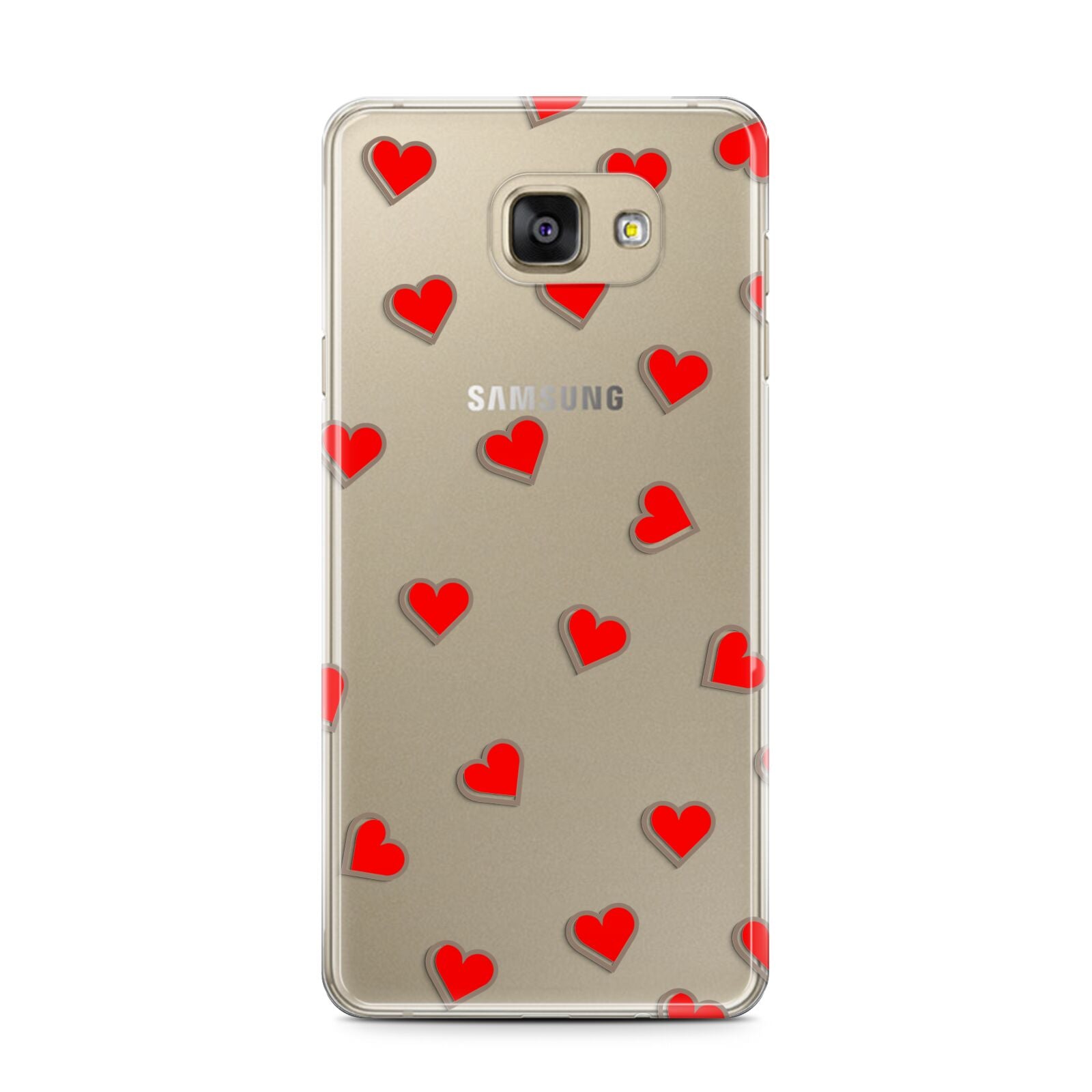 Cute Red Hearts Samsung Galaxy A7 2016 Case on gold phone