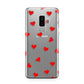 Cute Red Hearts Samsung Galaxy S9 Plus Case on Silver phone
