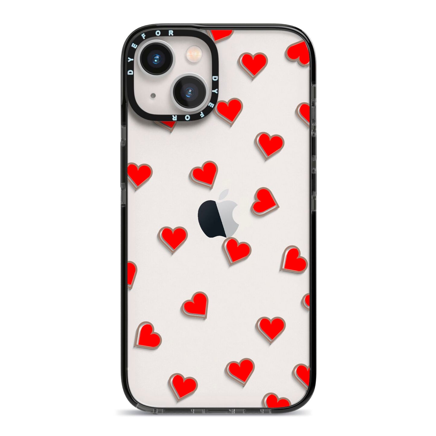 Cute Red Hearts iPhone 13 Black Impact Case on Silver phone