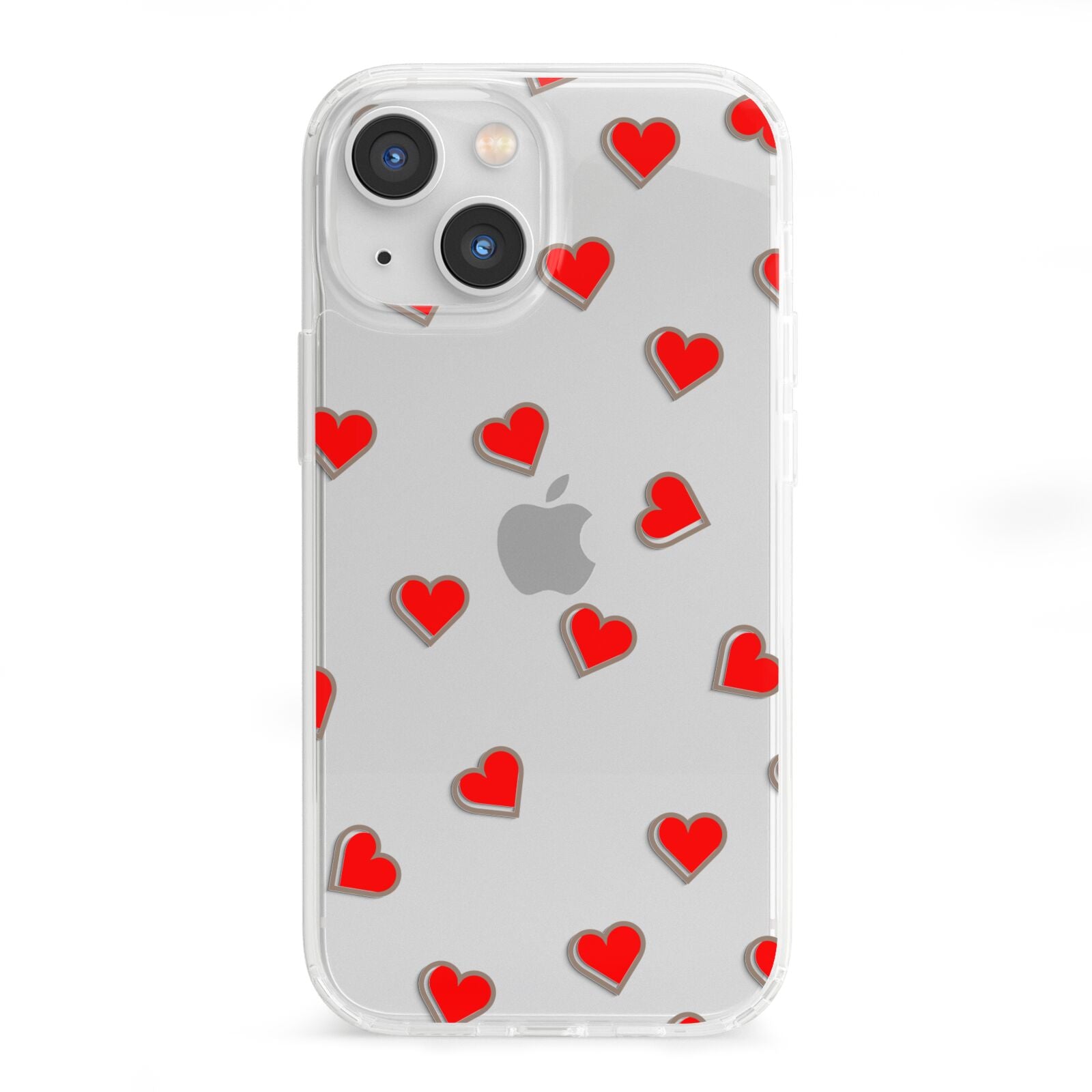 Cute Red Hearts iPhone 13 Mini Clear Bumper Case