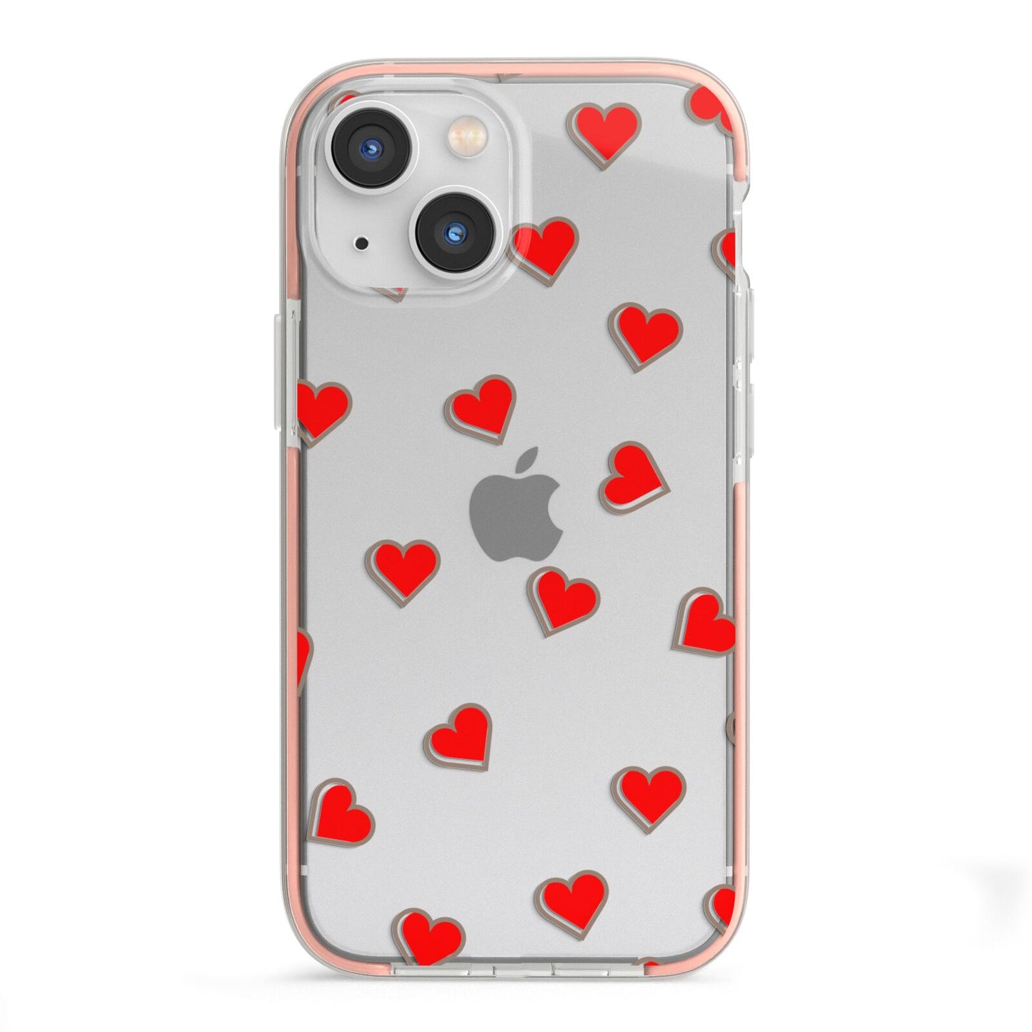 Cute Red Hearts iPhone 13 Mini TPU Impact Case with Pink Edges