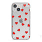 Cute Red Hearts iPhone 13 Mini TPU Impact Case with White Edges