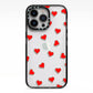 Cute Red Hearts iPhone 13 Pro Black Impact Case on Silver phone