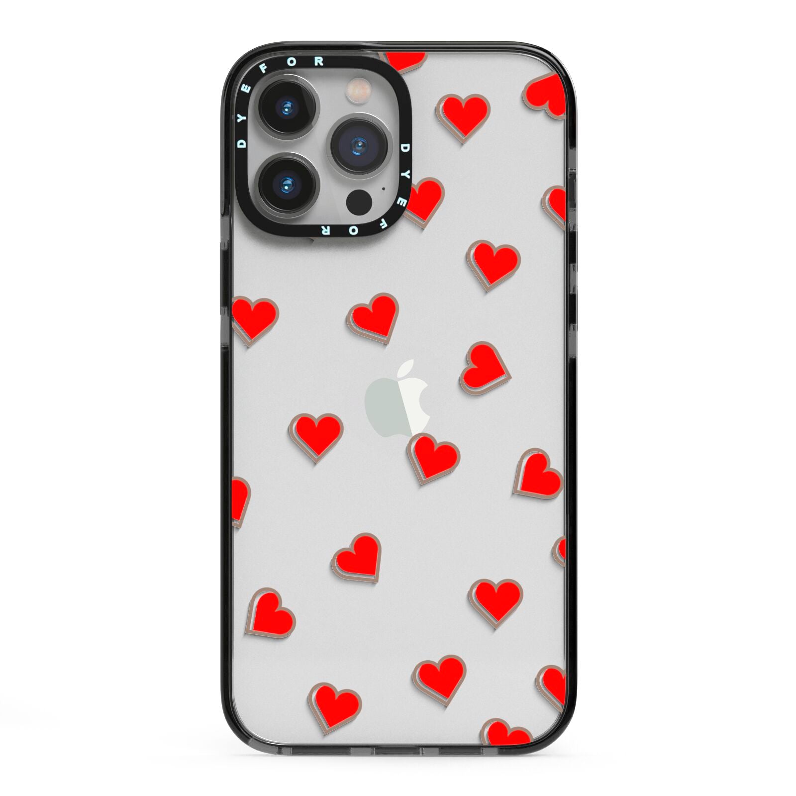 Cute Red Hearts iPhone 13 Pro Max Black Impact Case on Silver phone