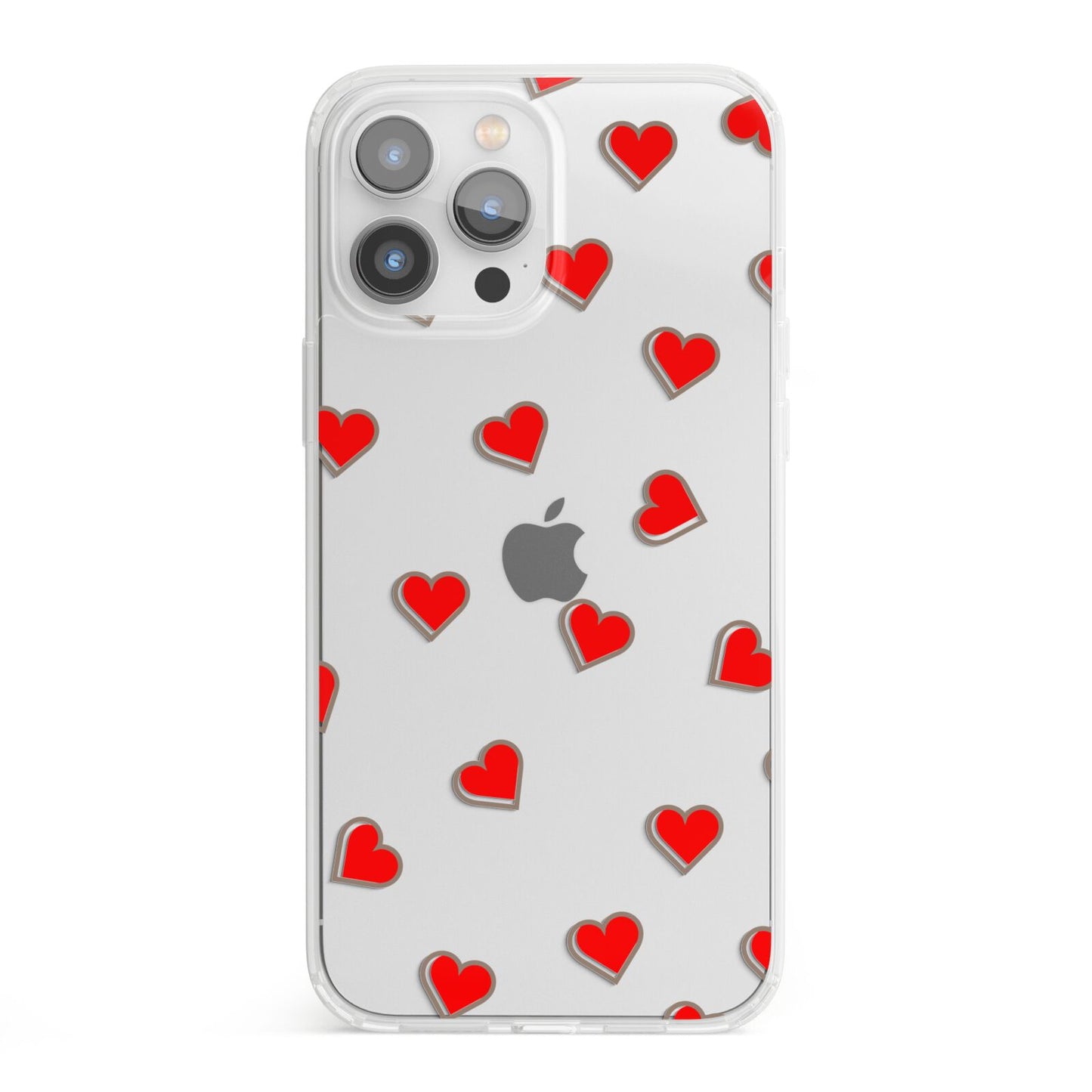 Cute Red Hearts iPhone 13 Pro Max Clear Bumper Case