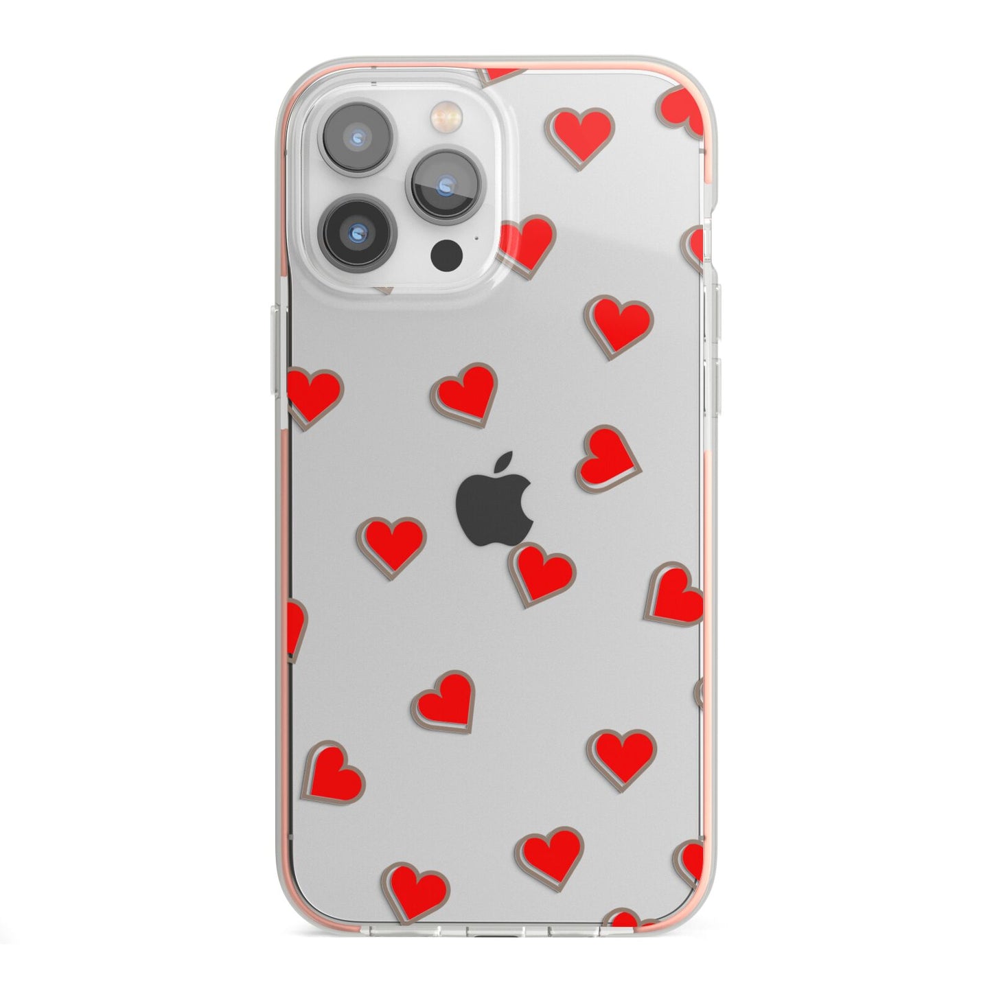 Cute Red Hearts iPhone 13 Pro Max TPU Impact Case with Pink Edges