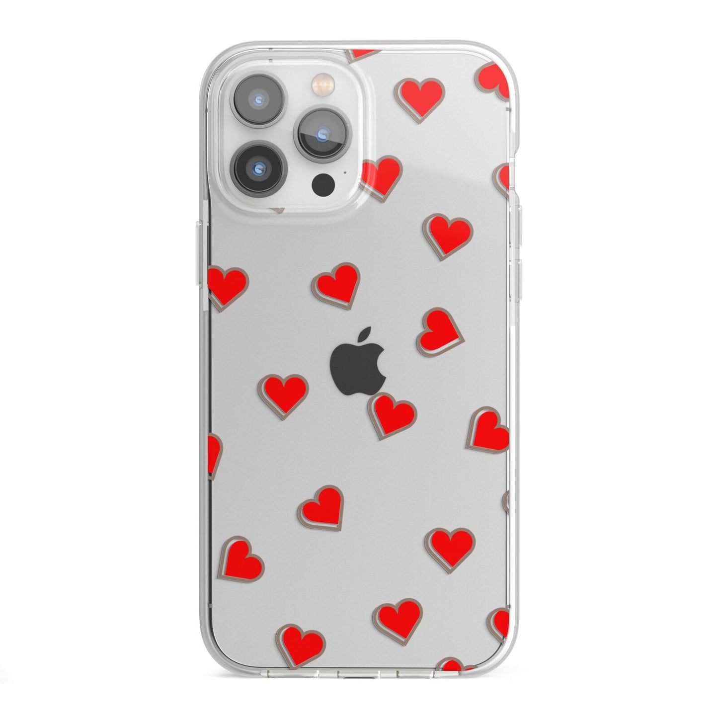 Cute Red Hearts iPhone 13 Pro Max TPU Impact Case with White Edges