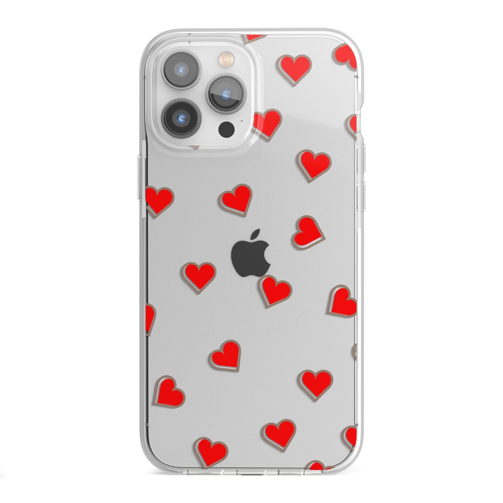 Cute Red Hearts iPhone 13 Pro Max TPU Impact Case with White Edges