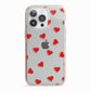 Cute Red Hearts iPhone 13 Pro TPU Impact Case with Pink Edges