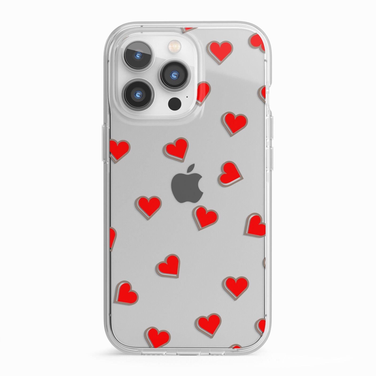 Cute Red Hearts iPhone 13 Pro TPU Impact Case with White Edges
