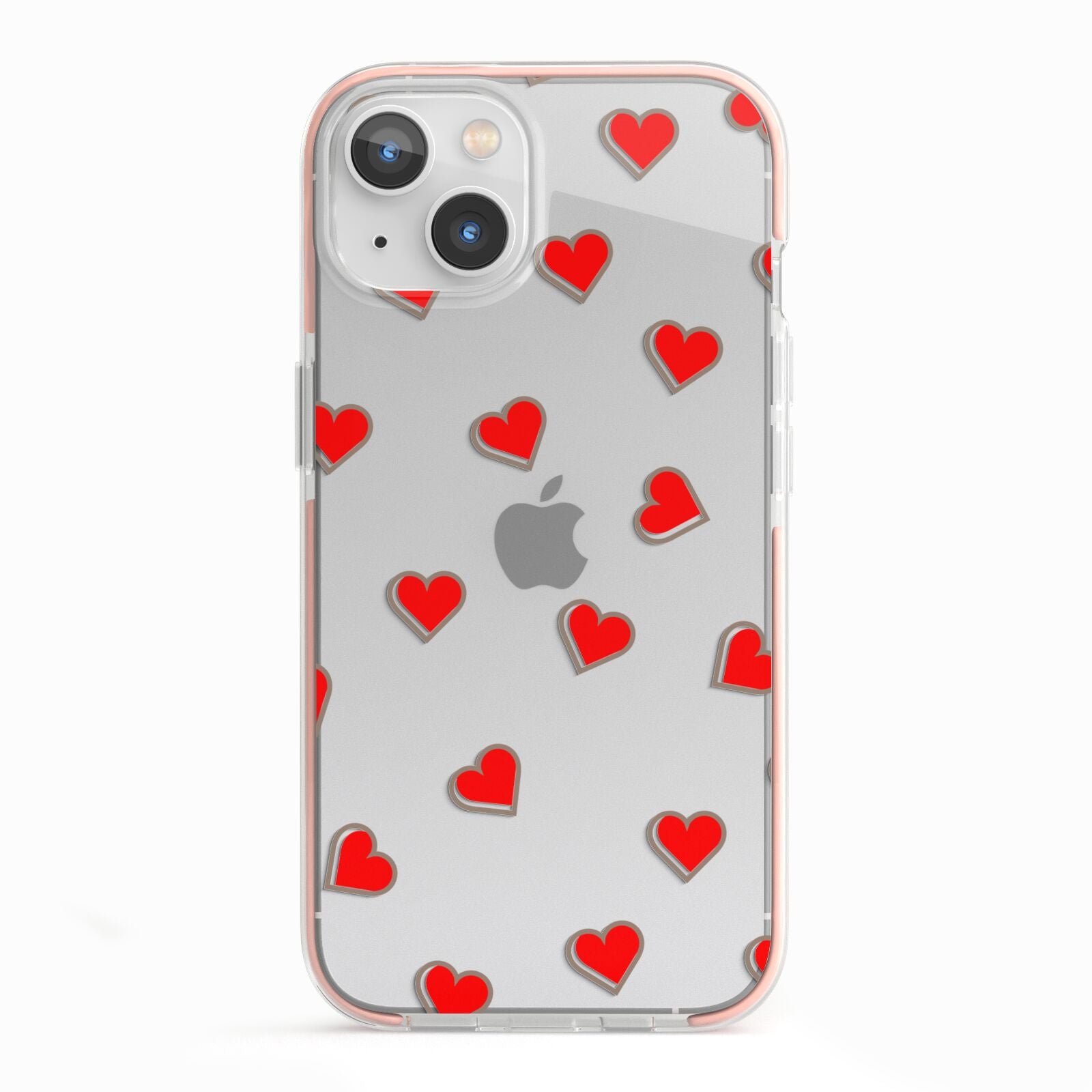 Cute Red Hearts iPhone 13 TPU Impact Case with Pink Edges