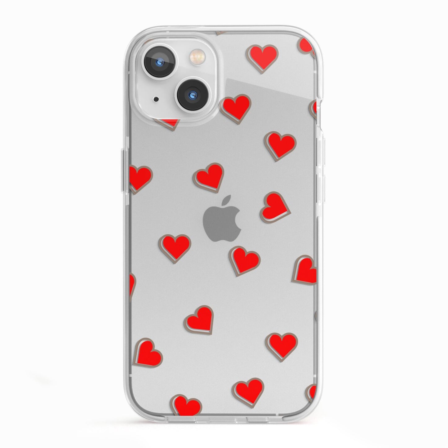 Cute Red Hearts iPhone 13 TPU Impact Case with White Edges