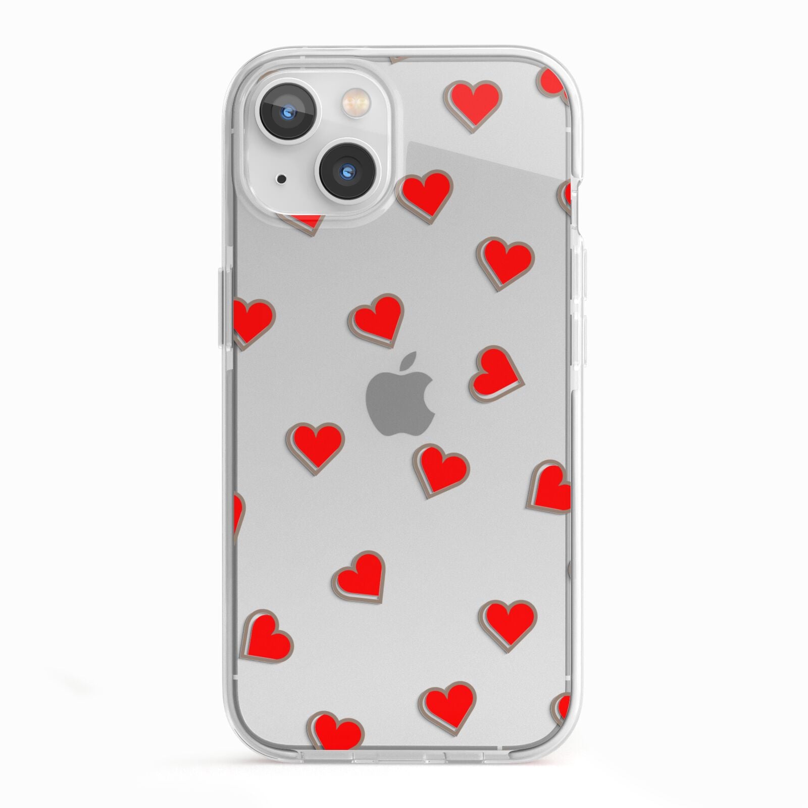 Cute Red Hearts iPhone 13 TPU Impact Case with White Edges