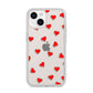 Cute Red Hearts iPhone 14 Clear Tough Case Starlight