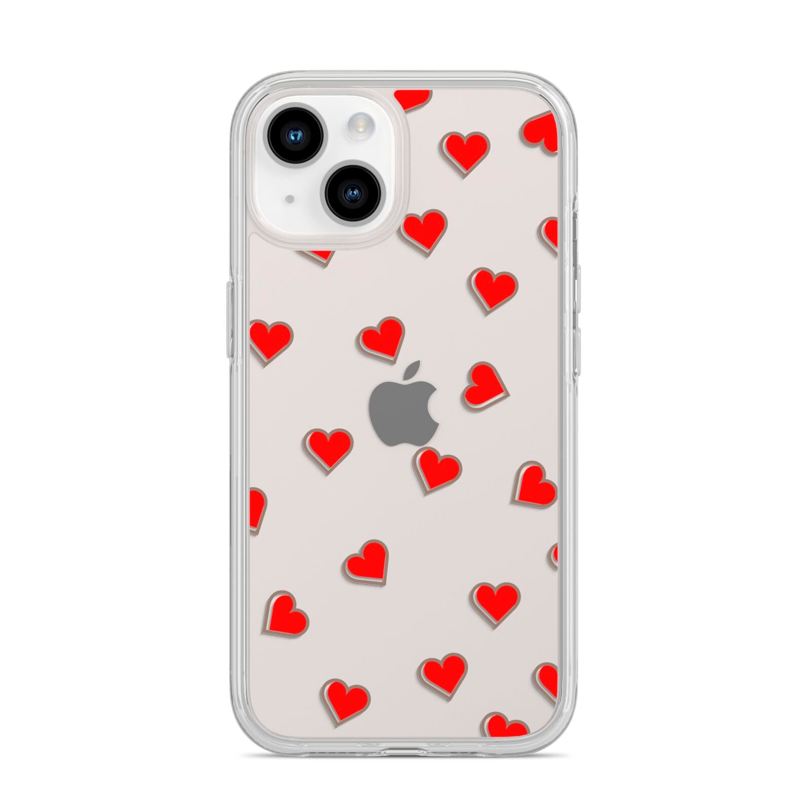 Cute Red Hearts iPhone 14 Clear Tough Case Starlight