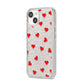 Cute Red Hearts iPhone 14 Glitter Tough Case Starlight Angled Image