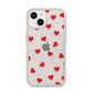 Cute Red Hearts iPhone 14 Glitter Tough Case Starlight