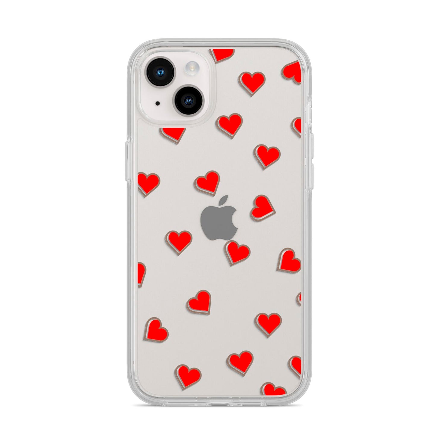 Cute Red Hearts iPhone 14 Plus Clear Tough Case Starlight