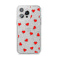 Cute Red Hearts iPhone 14 Pro Max Glitter Tough Case Silver
