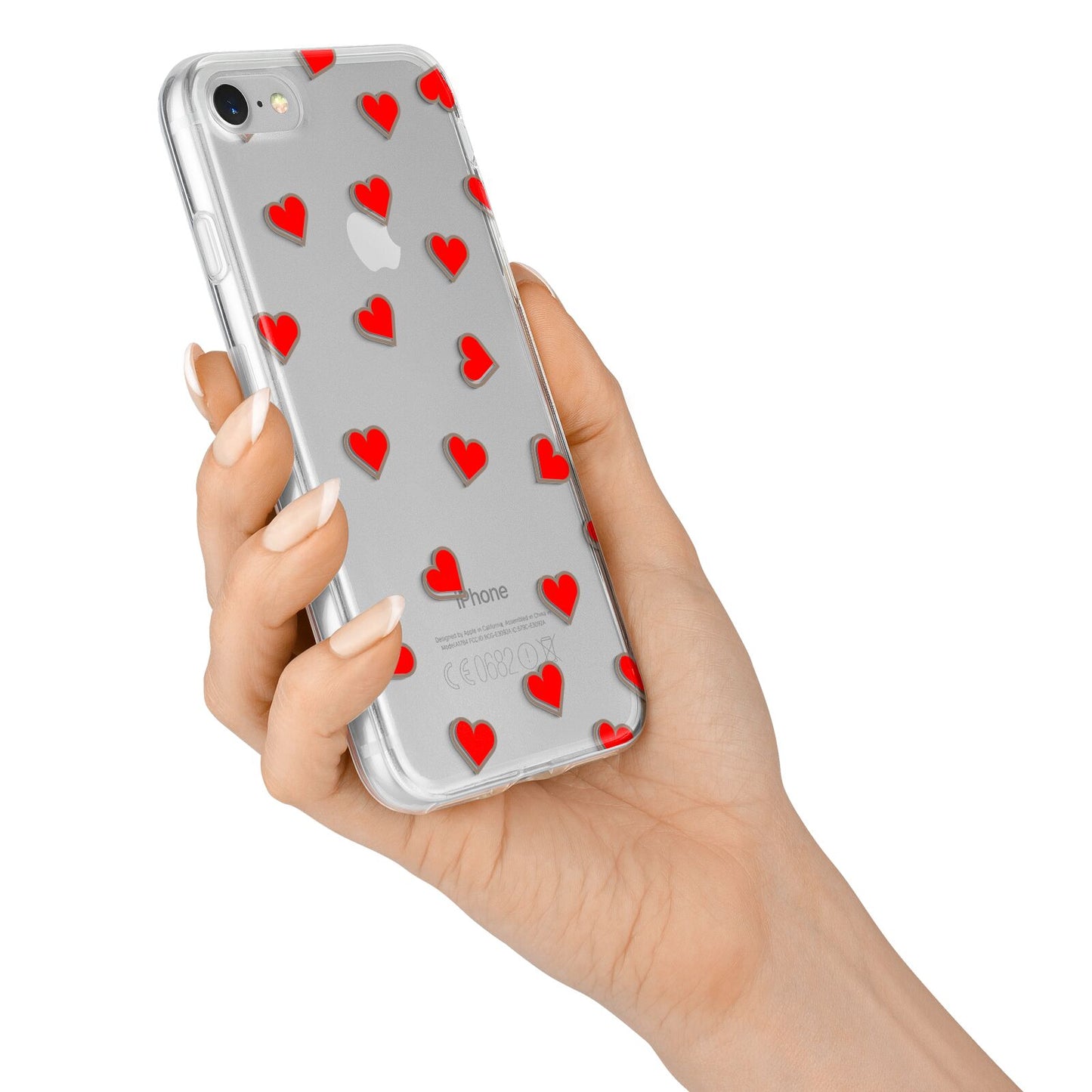 Cute Red Hearts iPhone 7 Bumper Case on Silver iPhone Alternative Image