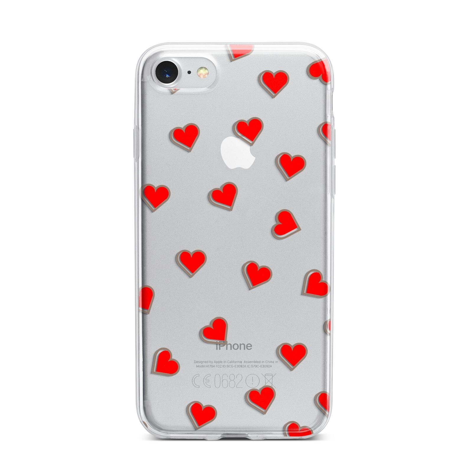 Cute Red Hearts iPhone 7 Bumper Case on Silver iPhone