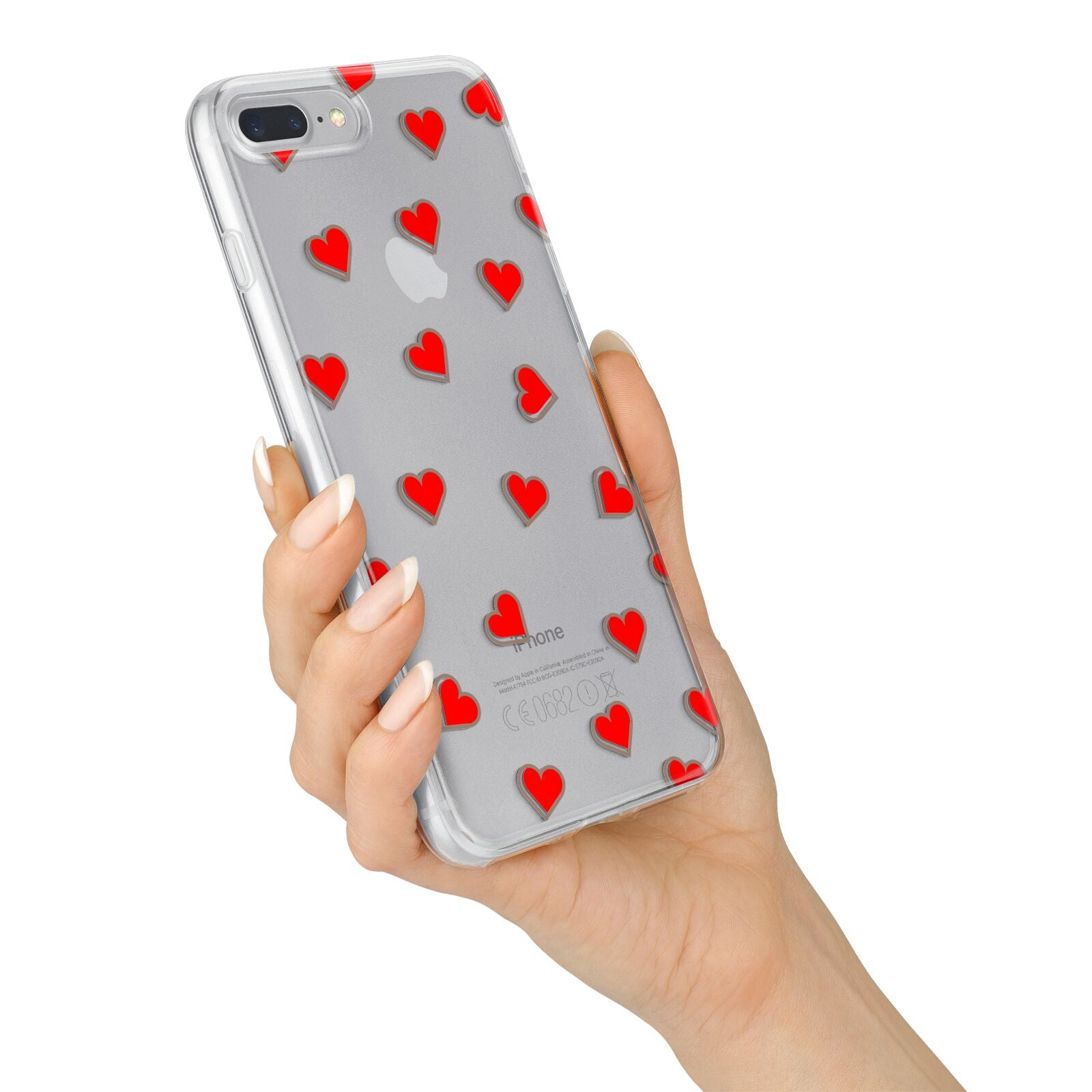 Cute Red Hearts iPhone 7 Plus Bumper Case on Silver iPhone Alternative Image
