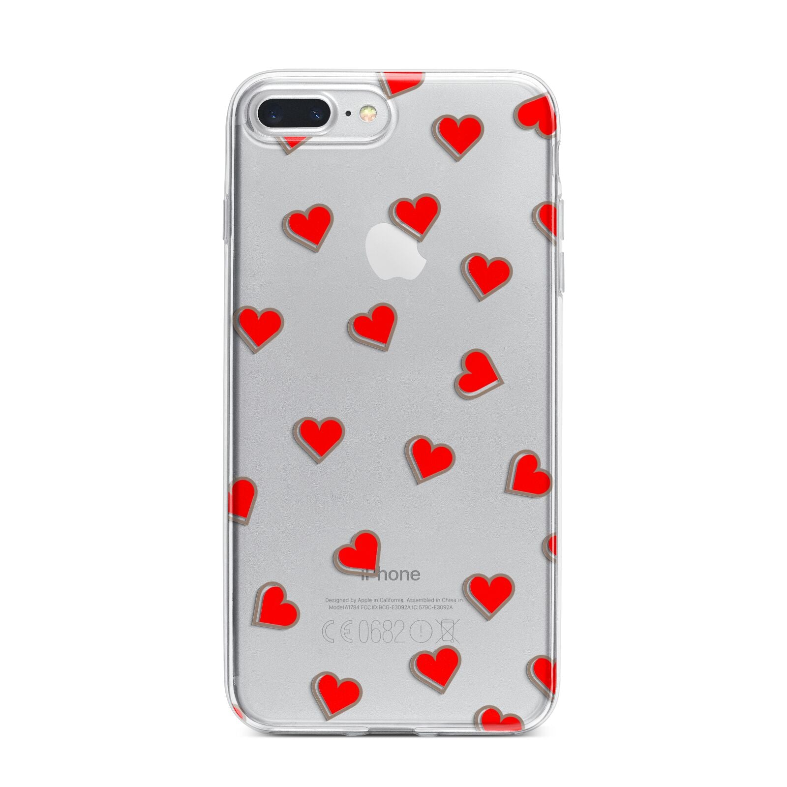 Cute Red Hearts iPhone 7 Plus Bumper Case on Silver iPhone