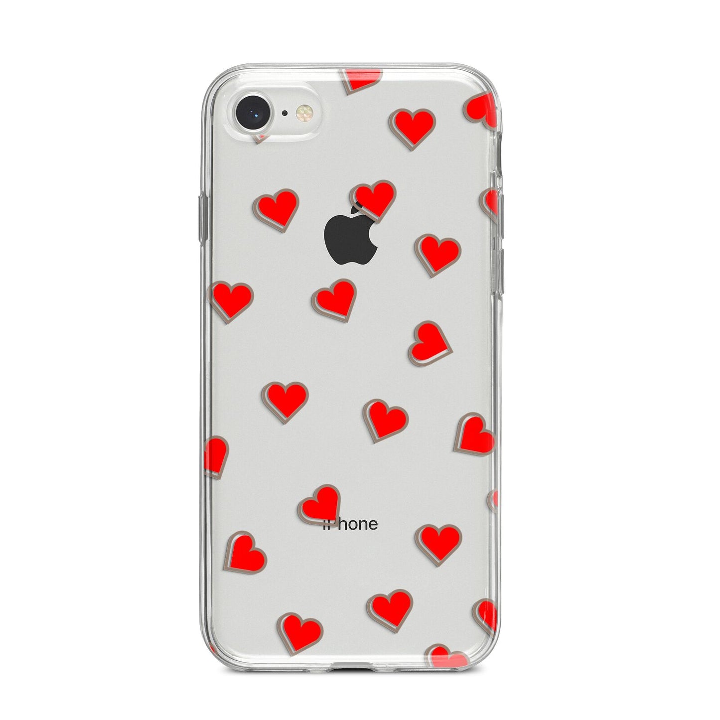 Cute Red Hearts iPhone 8 Bumper Case on Silver iPhone
